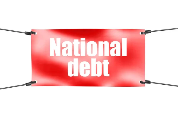National debt word with red banner — Stock Photo, Image