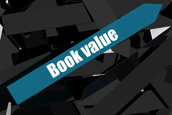 Słowo wartości książki na niebieskiej strzałce — Zdjęcie stockowe