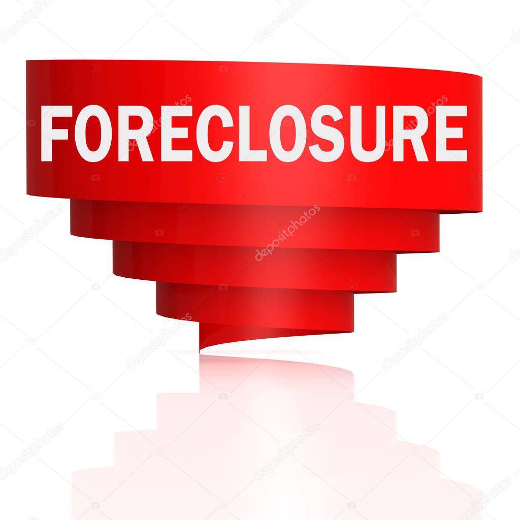 Foreclosure word with red curve banner