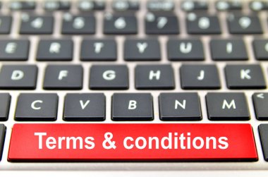 Terms & conditions word on computer space bar clipart