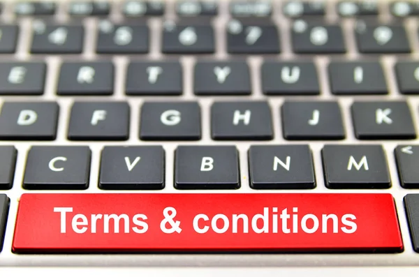 Terms & conditions word on computer space bar — Stock Photo, Image