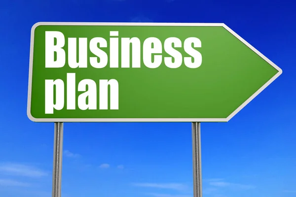 Üzleti terv szó zöld útjelzéssel — Stock Fotó