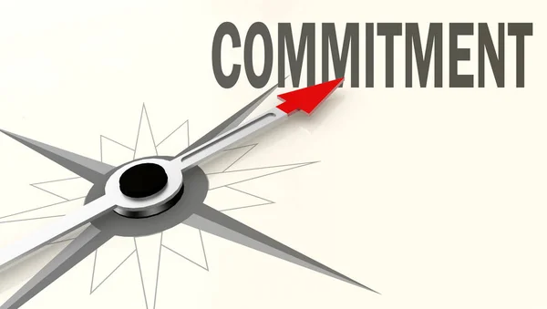 Commitment word on compass with red arrow — Stock Photo, Image