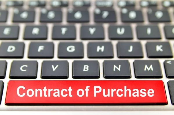 Contract of Purchase word on computer space bar — Stock Photo, Image