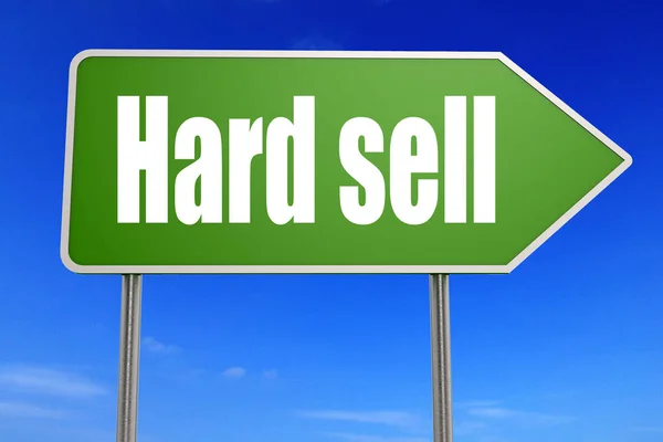 Hard sell word with green road sign — Stock Photo, Image