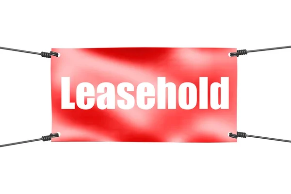 Leasehold palavra com banner vermelho — Fotografia de Stock