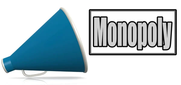 Palabra de monopolio sobre el megáfono azul —  Fotos de Stock