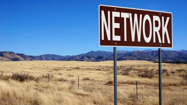 Network brown road sign — Stock Photo, Image