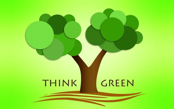 Pensar conceito verde com árvore — Fotografia de Stock