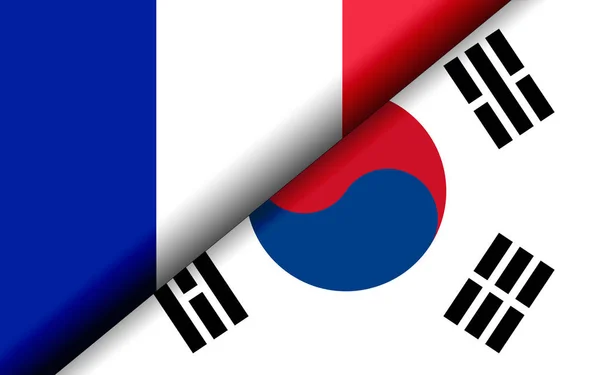 Flags of the France and South Korea divided diagonally — Stock Photo, Image