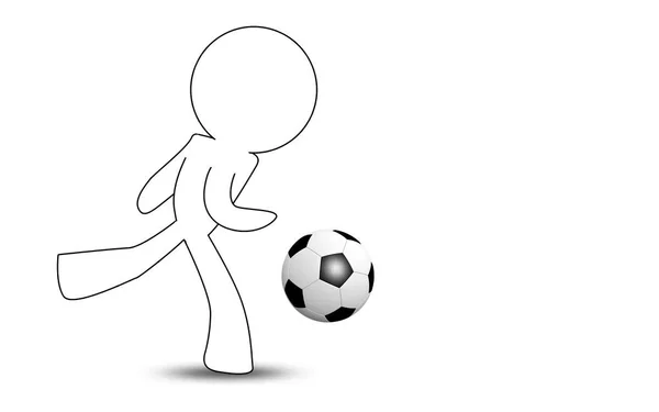 Puppet playing soccer isolated on white background — Stock Photo, Image