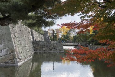 Kyoto 'da renkli sonbahar rengine sahip Nijo Kalesi