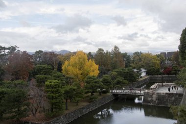 Kyoto 'da renkli sonbahar rengine sahip Nijo Kalesi