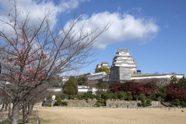 Hyogo Prefectu 'da sonbahar mevsiminde güzel beyaz Himeji Şatosu