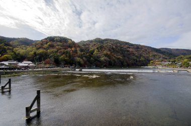 Katsuragawa nehri A 'daki renkli orman dağ geçmişine sahip.