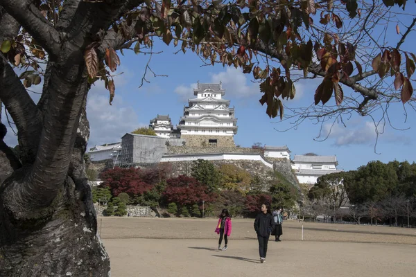 Bellissimo castello Himeji bianco nella stagione autunnale nella prefettura di Hyogo — Foto Stock