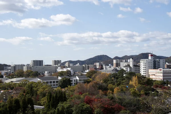 Aerial view of Himeji residence downtown from Himeji castle in H — Stock Photo, Image