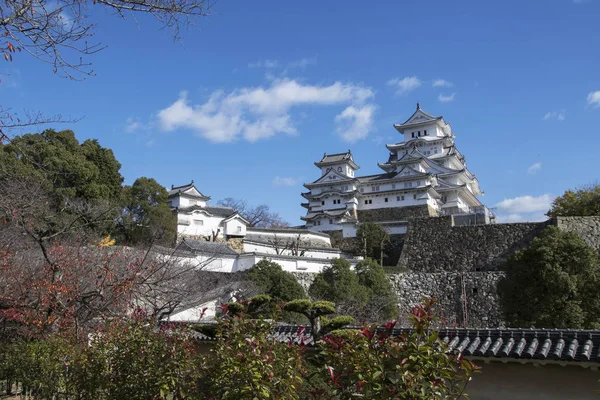 Veduta panoramica della torre principale del castello Himeji sulla collina — Foto Stock