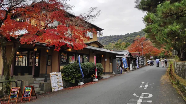 京都の円山公園の隣の通りを歩く人々 — ストック写真