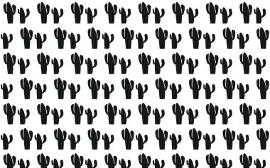 Beyaz arka planile dikişsiz kaktüs deseni