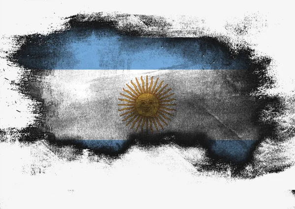 Argentina flag painted with brush — 图库照片