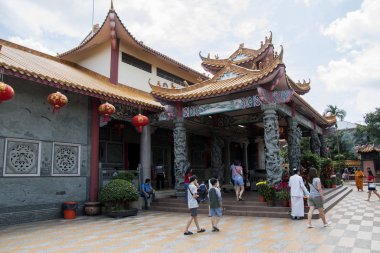 Asian Chinese temple architecture in Johor Bahru, Malaysia.