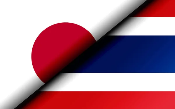 Drapeaux du Japon et de la Thaïlande divisés en diagonale — Photo