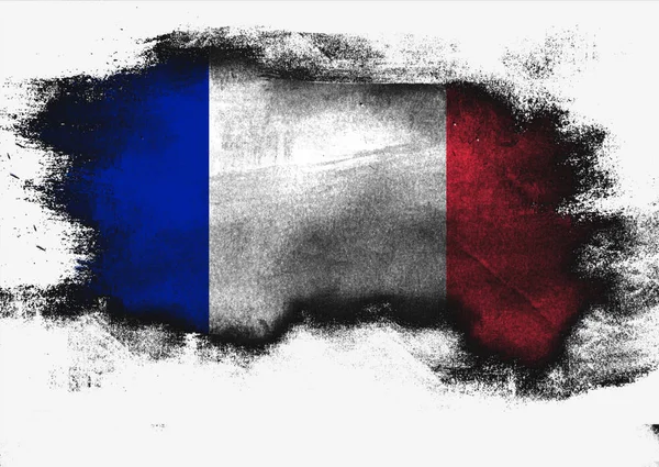 Bandera de Francia pintada con pincel — Foto de Stock