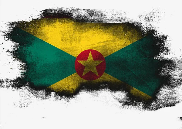 Flaga Grenady malowana pędzlem — Zdjęcie stockowe