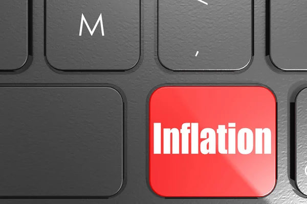 Inflatie Woord Vierkant Toetsenbord Knop Renderin — Stockfoto