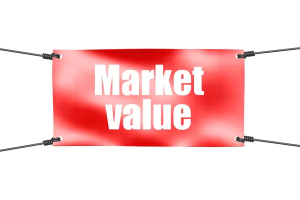 Слово Рыночной Стоимости Красным Баннером Связывания Рендеринг — стоковое фото