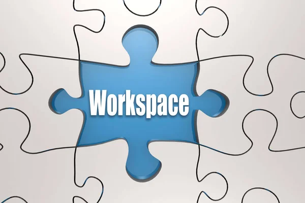 Workspace Word Jigsaw Puzzle Rendering — Stock Photo, Image