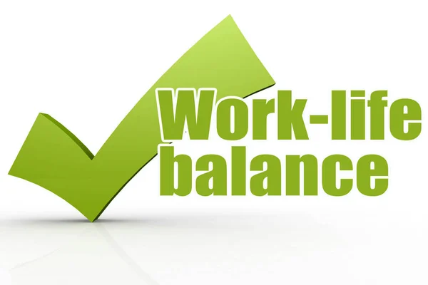 Work Life Balance Word Green Checkmark Rendering — Stock Photo, Image