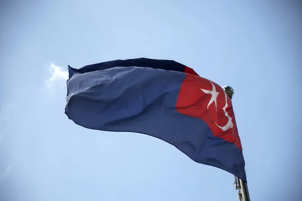 Gelombang Bendera Johor Langit Biru Bendera Ini Terdiri Dari Bulan — Stok Foto