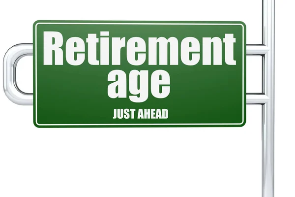 緑の道路標識 3Dレンダリング上の退職年齢の単語 — ストック写真