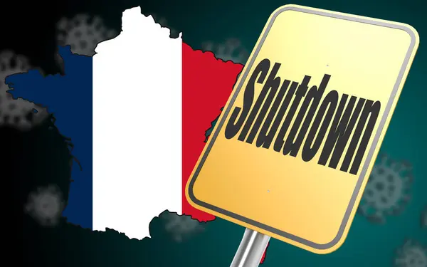 Shutdown Sign France Map Rendering — Stock Photo, Image