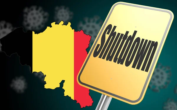 Znak Wyłączenia Mapą Belgii Renderowanie — Zdjęcie stockowe