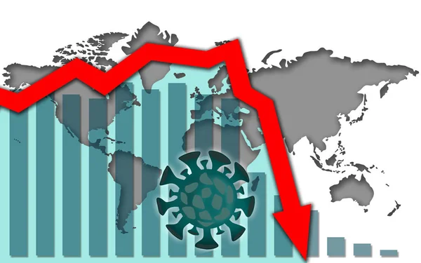 Mondiale Marktrecessie Als Gevolg Van Het Corona Virus Rendering — Stockfoto