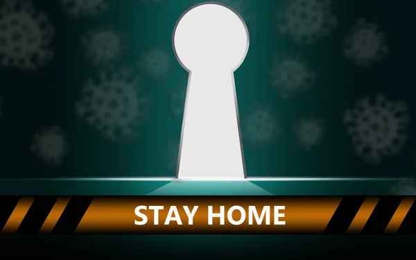 Stay Home Warning Banner Keyhole Rendering — Stock Photo, Image