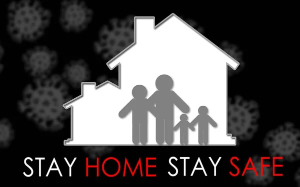 Thuis Met Familie Binnen Met Verblijf Thuis Blijven Veilig Rendering — Stockfoto