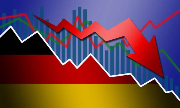 Recesja Upadek Gospodarki Niemczech Renderowanie — Zdjęcie stockowe