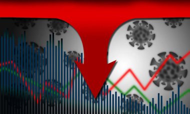 Corona virüsü ve durgunluk konsepti, 3D görüntüleme