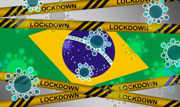 Bloqueo Brasil Por Virus Corona Renderizado — Foto de Stock