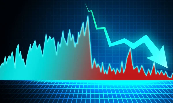 Aandelenmarkten Naar Beneden Grafiek Raster Achtergrond Destructie — Stockfoto