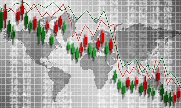 World stock graph has down from virus corona outbreak. 3d rendering