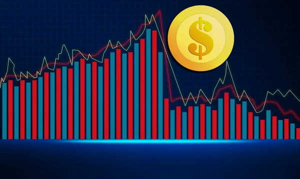 Economic crisis and market going down. 3d rendering