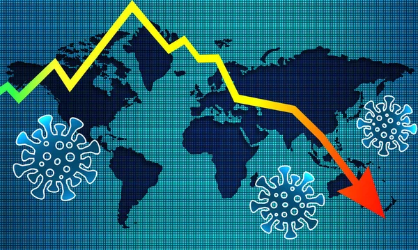 World economy crisis because of virus outbreak, 3d rendering