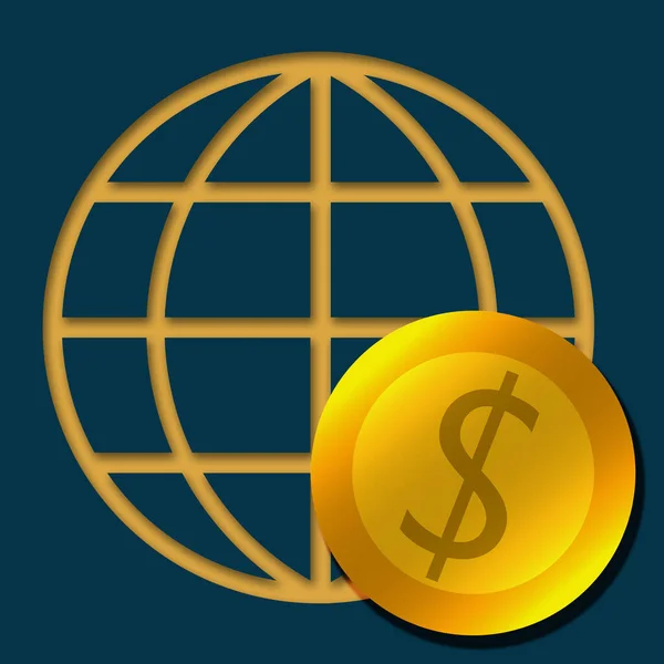 Země Globus Ikonou Symbol Dolaru Vykreslování — Stock fotografie