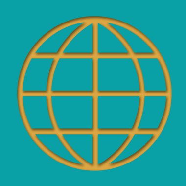 Dünya gezegeninin simge kümesi işareti, 3D görüntüleme