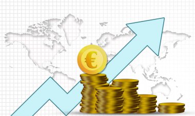 Mavi oklu, 3D işlemeli Altın Euro sikkeleri